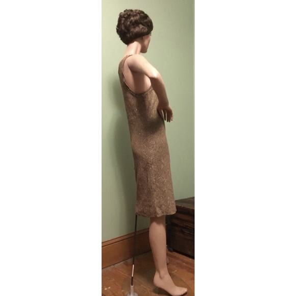 Ralph Lauren blue label Tan Gold metallic Sleeveless Sweater/Body-Con Dress - Picture 6 of 7